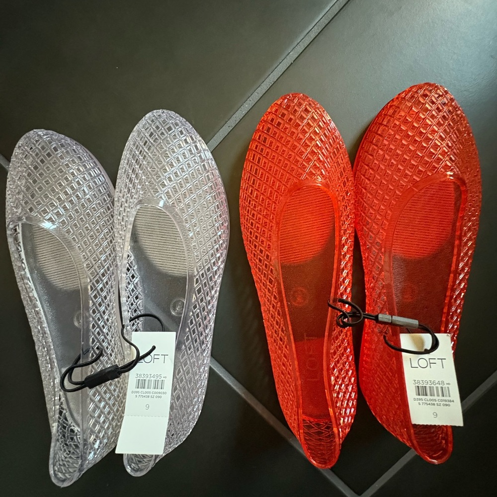LOFT Orange and Red Jelly Flats